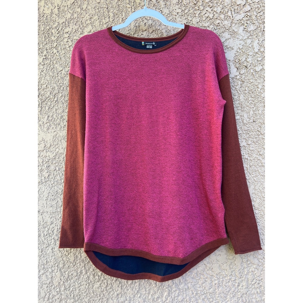 Smartwool Womens Sweater S Merino Wool Blend Crewneck Navy Rust Gorpcore Fall